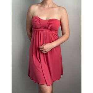 BCBG Paris Y2K Vintage Pink Strapless Short Mini Dress Size XL